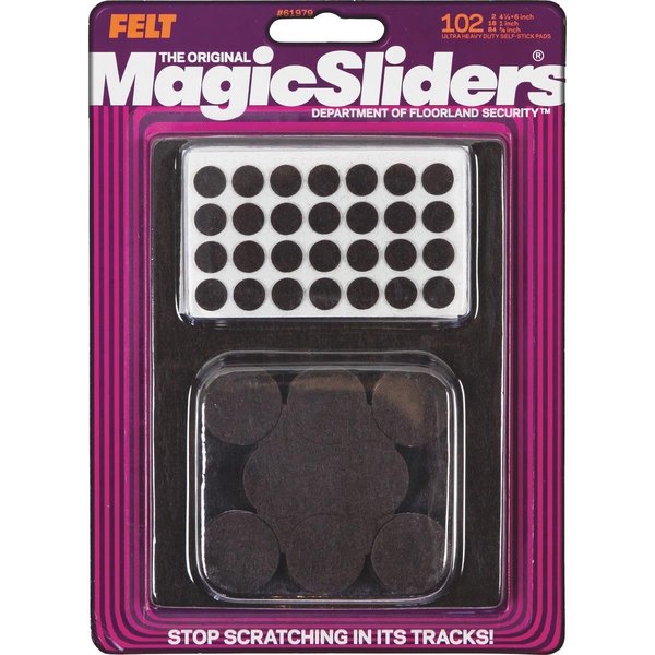 Magic Sliders L P 102Pk Brn Felt Pads 61979